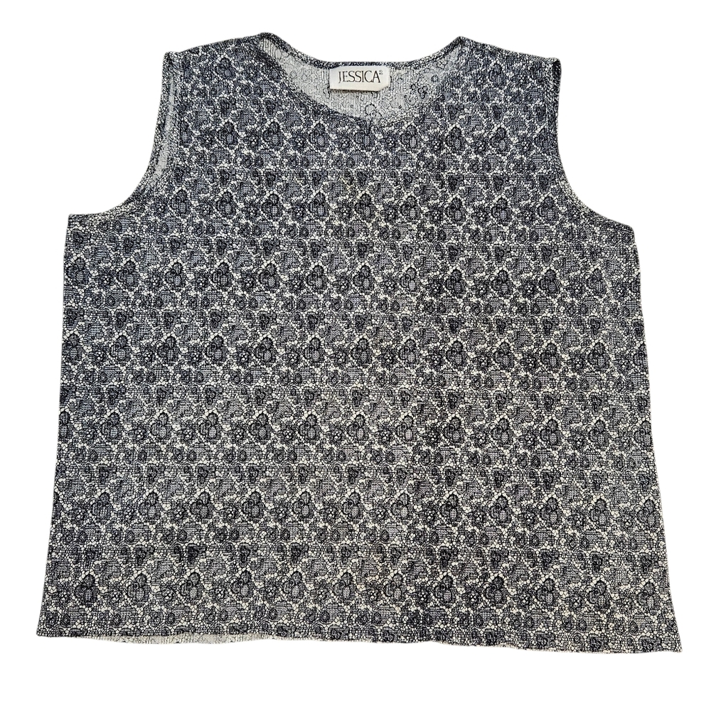 Jessica Black and White Sleeveless Top